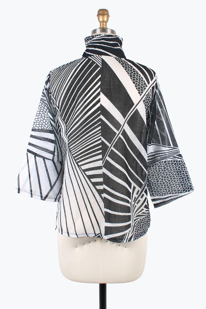 Damee Abstract Sheer Black & White Jacket - 4878