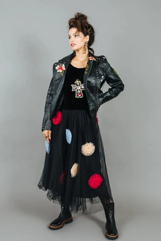 David Pond Vintage Flower Skirt - Black