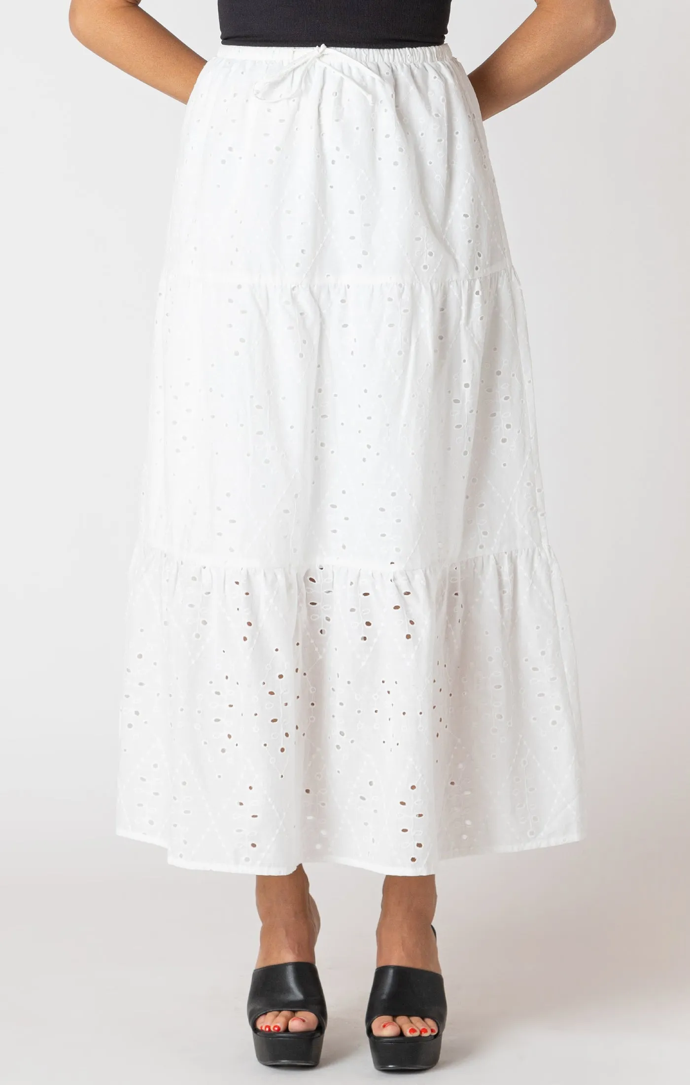 DEX- Embroidered Eyelet Maxi Skirt