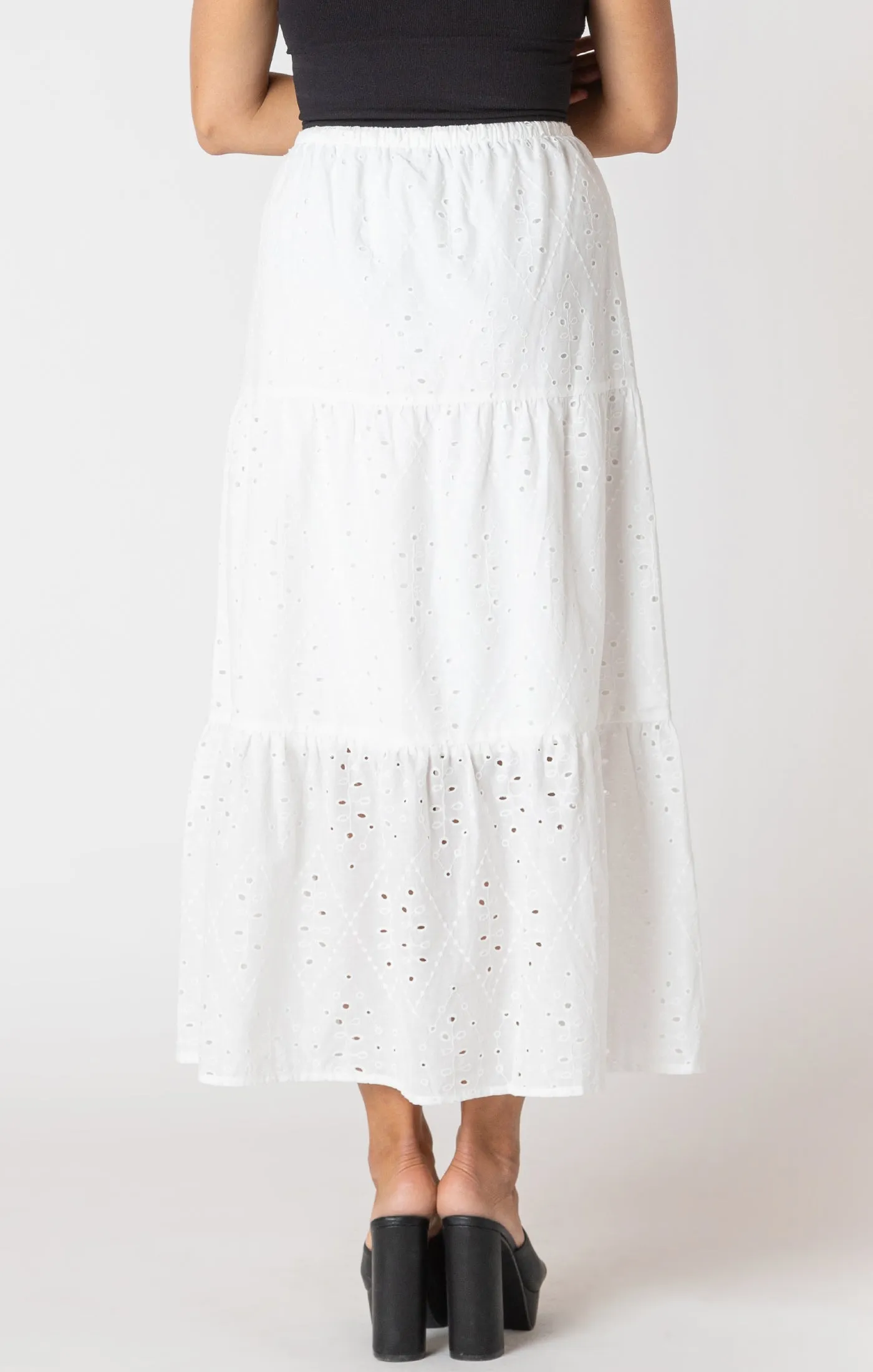 DEX- Embroidered Eyelet Maxi Skirt