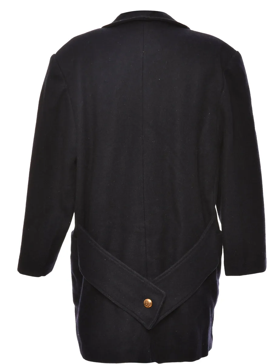 Double-Breasted Navy Wool Coat - L