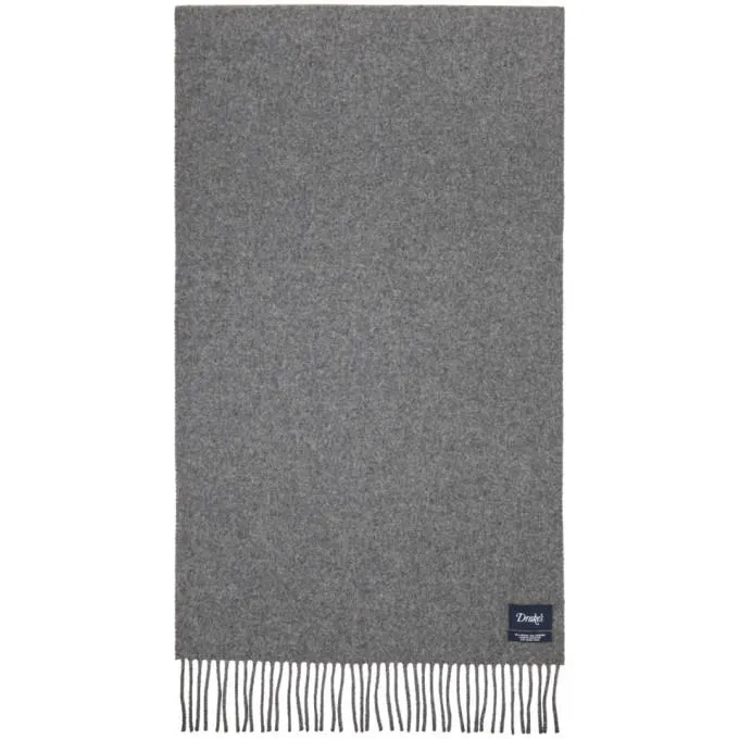 Drakes Grey Merino and Cashmere Solid Scarf
