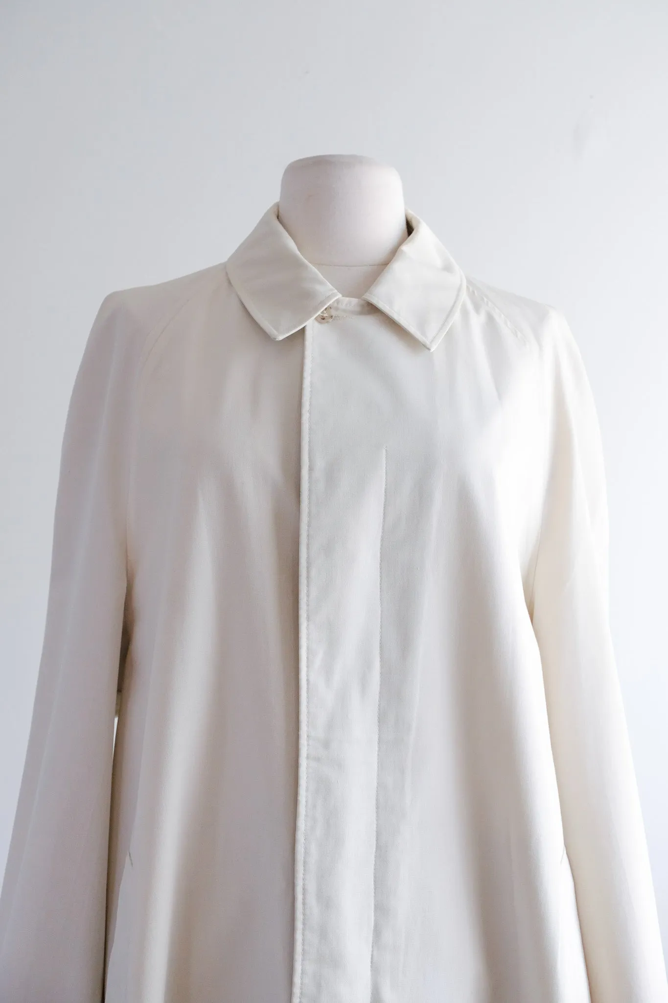 Elegant 1960's Stone Long Line Raincoat / Sz M/L