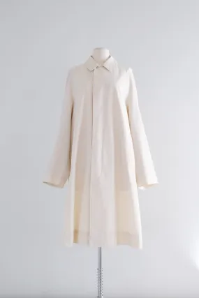 Elegant 1960's Stone Long Line Raincoat / Sz M/L