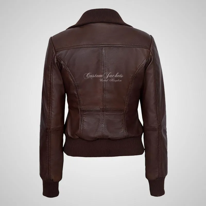 ELOWEN Women's Leather Bomber Jacket