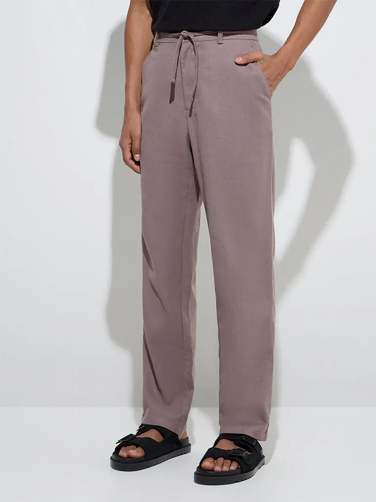 ETA Mauve Mid-Rise Relaxed-Fit Cotton-Blend Chinos