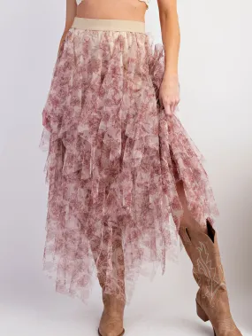 Fairy Floral Mesh Maxi Skirt