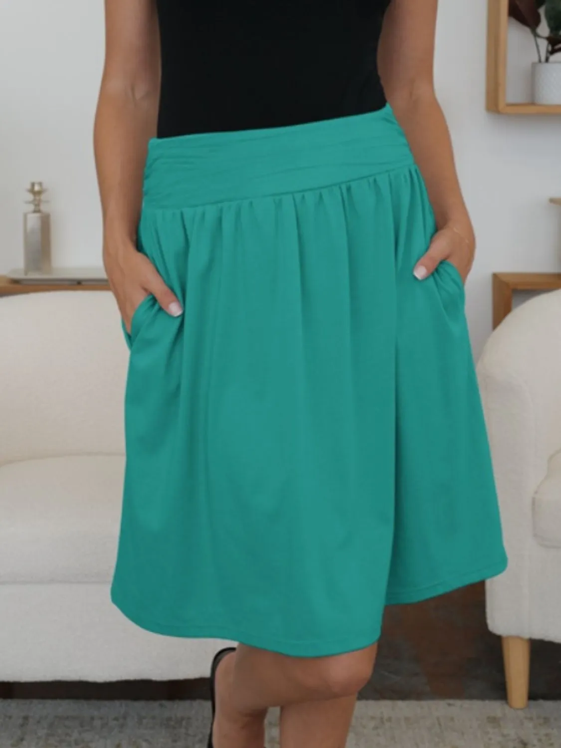 FAM-FAM Elastic Waist Skirt with Pockets