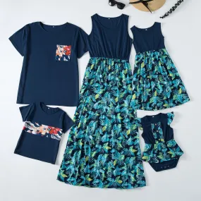 Family Matching Floral Print Dresses & T-shirts Sets