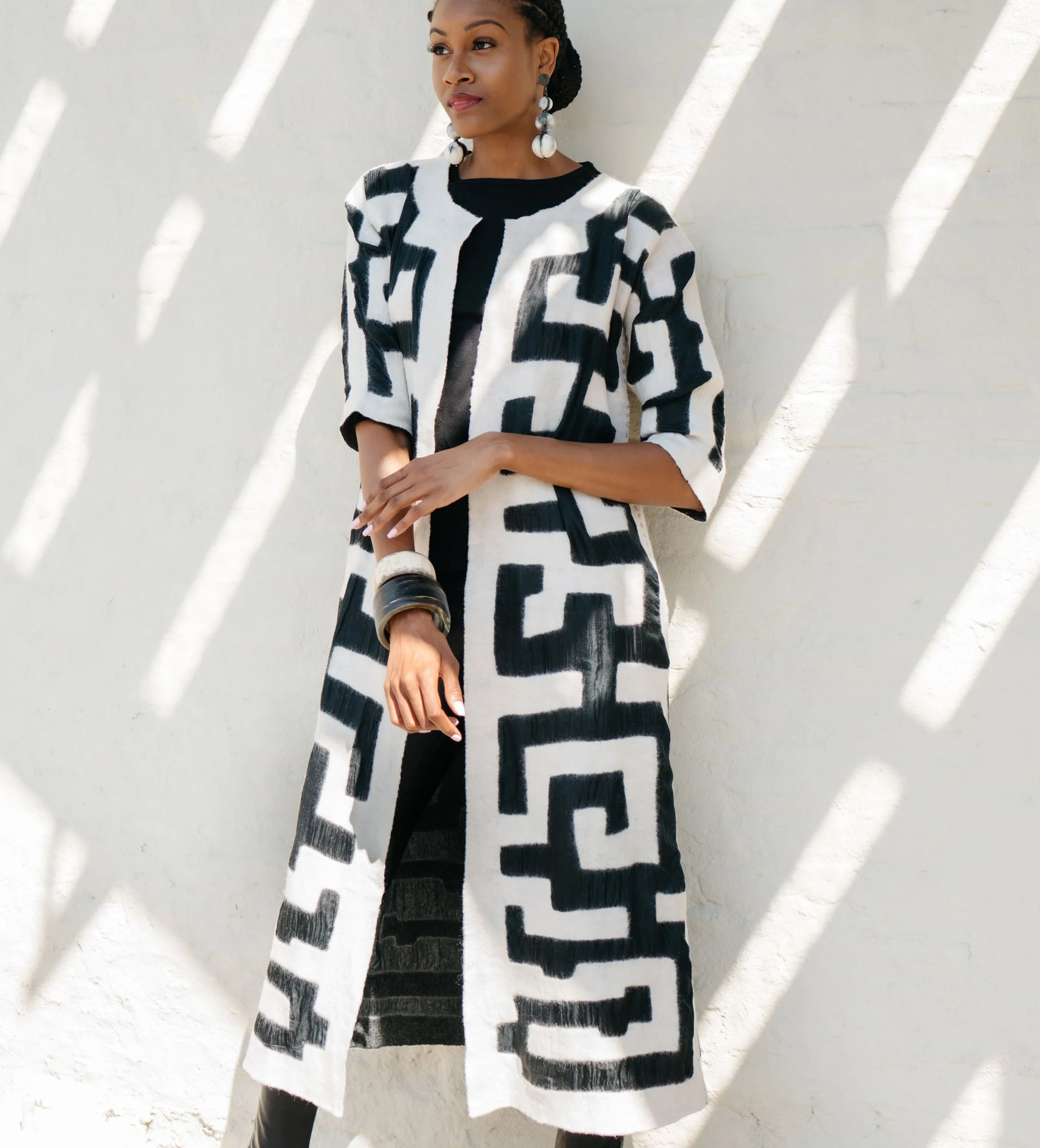Felted Mola Pattern Long Jacket