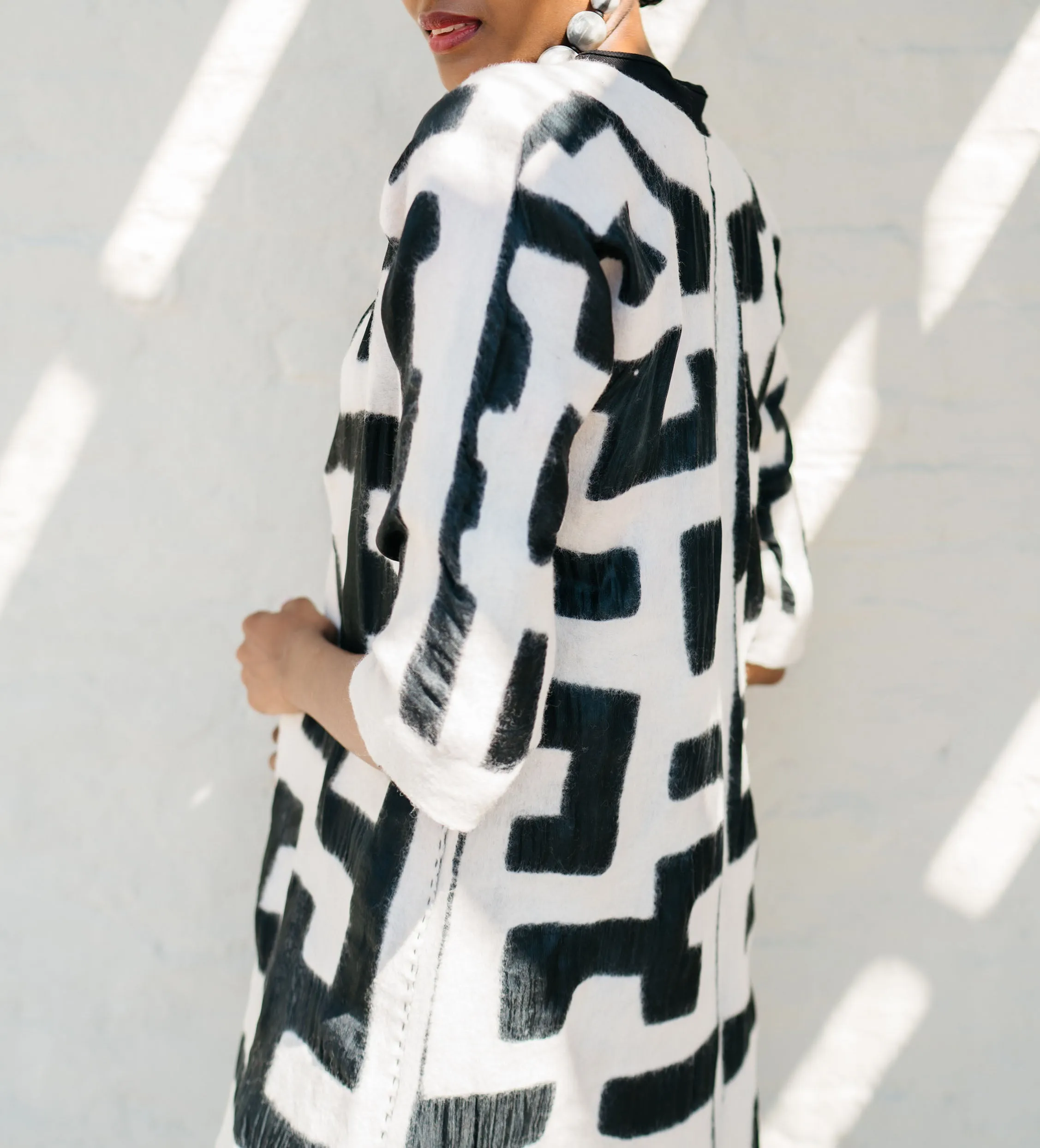 Felted Mola Pattern Long Jacket