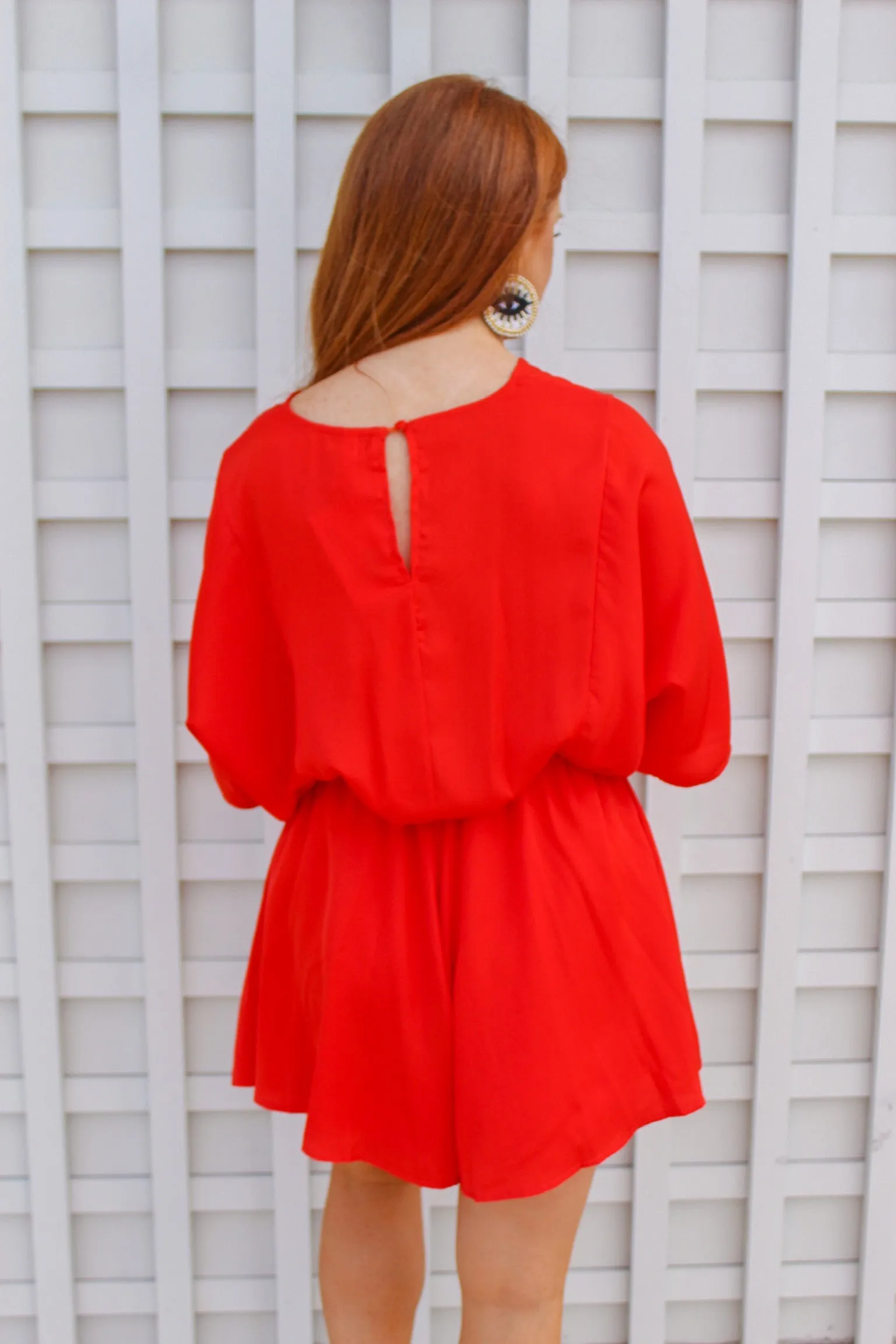Frankie Kimono Sleeve Romper- Red