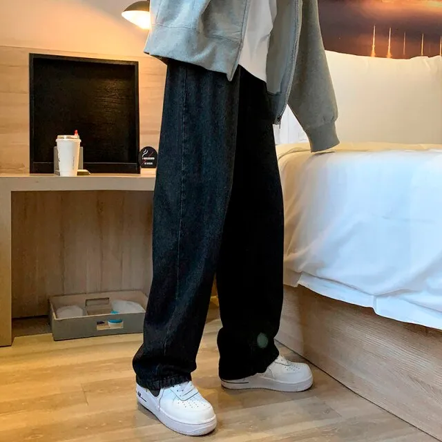 GbolsosPrivathinker Men's Fashion Loose Jeans Straight 2021 Winter New Woman Casual Jeans Mans Streetwear Korean Collage Hip Hop Jeans