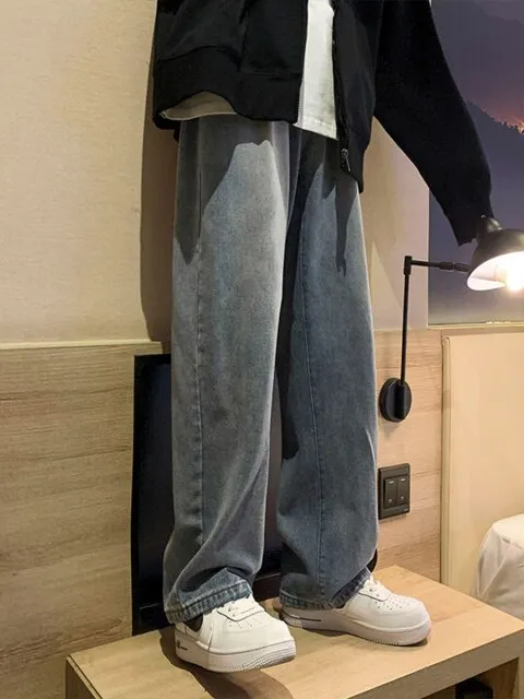 GbolsosPrivathinker Men's Fashion Loose Jeans Straight 2021 Winter New Woman Casual Jeans Mans Streetwear Korean Collage Hip Hop Jeans