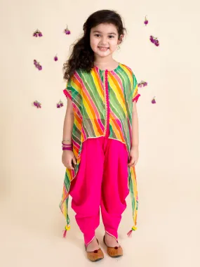 Girls Yellow Kurti With Dhoti Pants Jacket