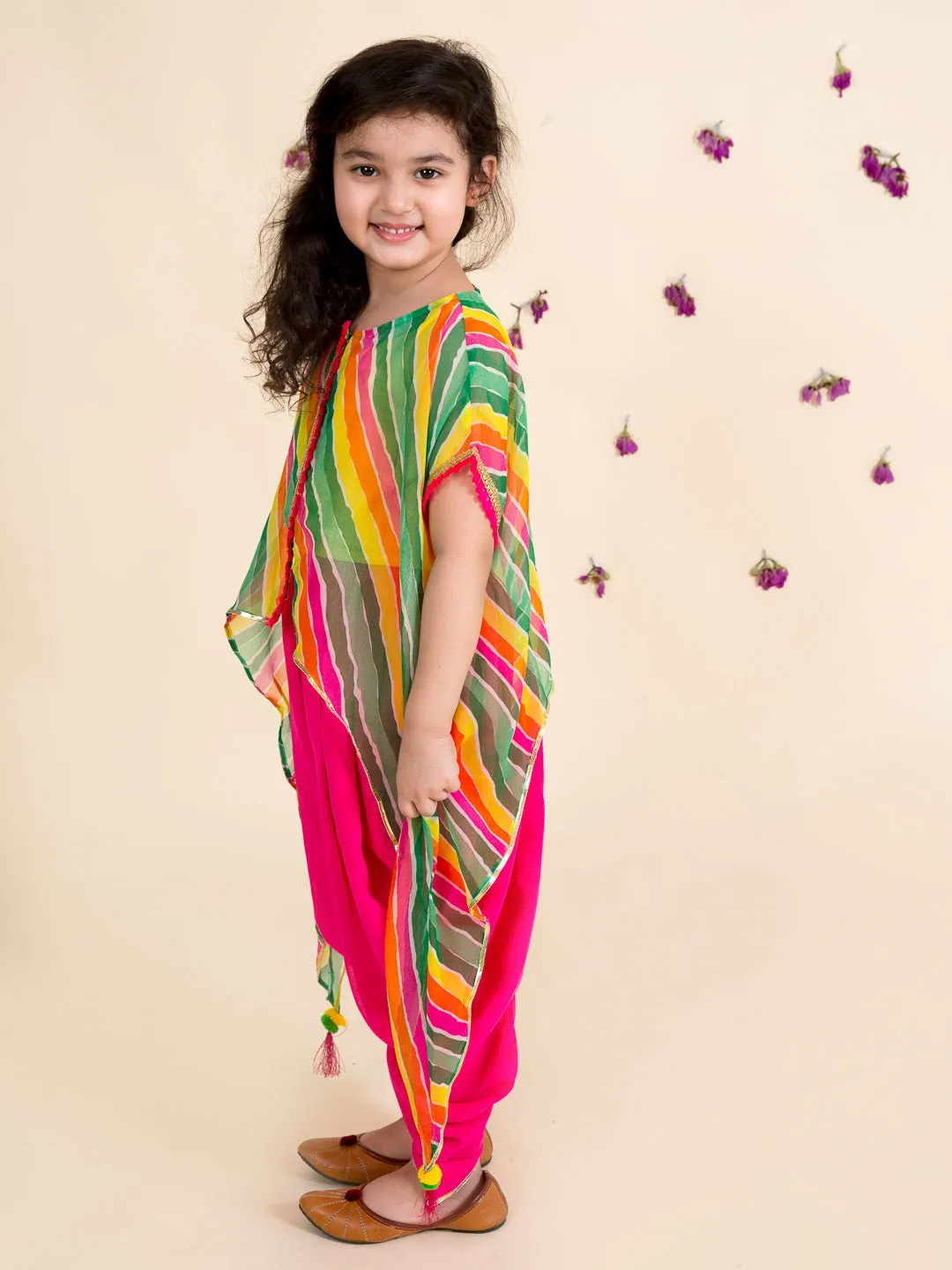 Girls Yellow Kurti With Dhoti Pants Jacket