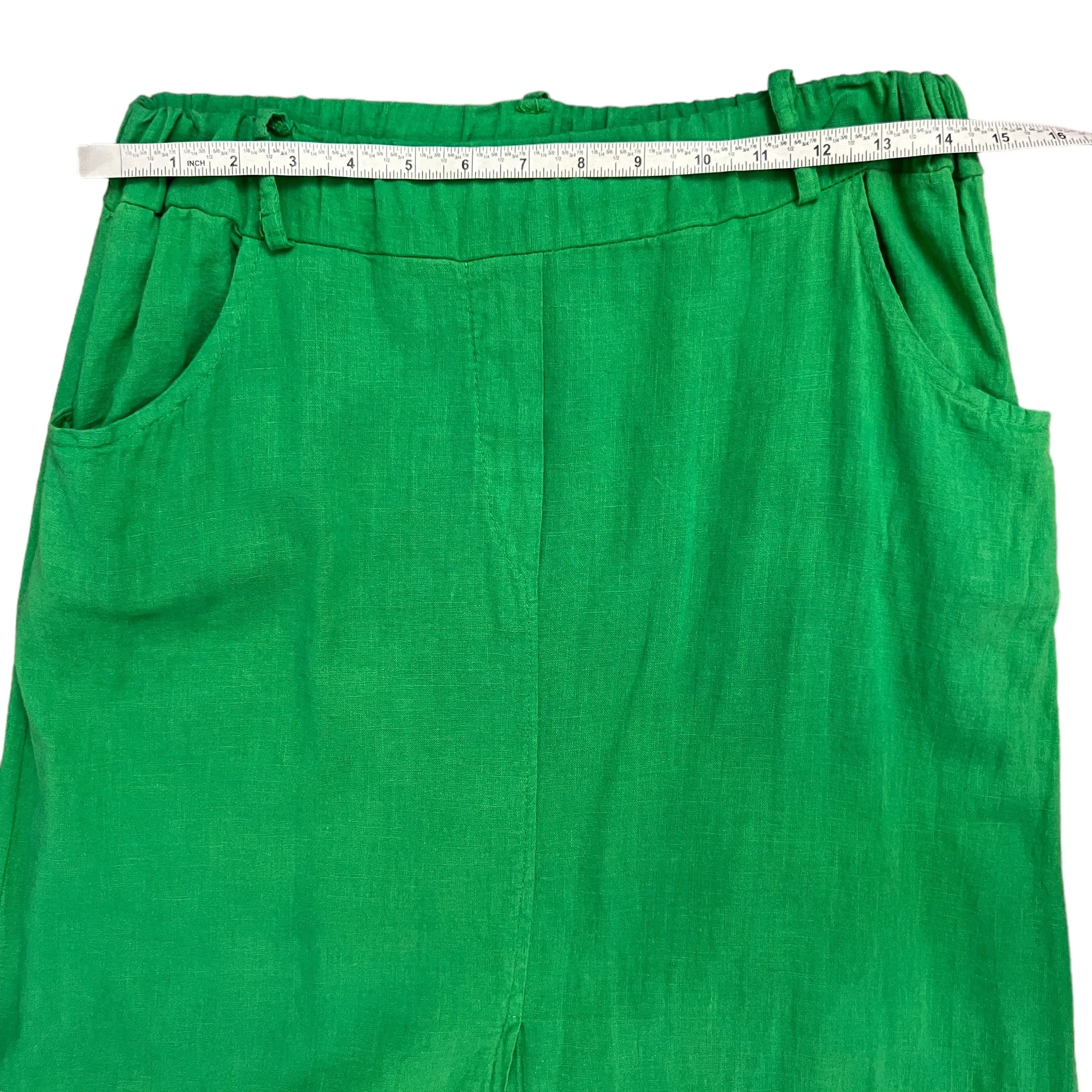Green Cotton Linen Maxi Skirt With Pockets Size Medium