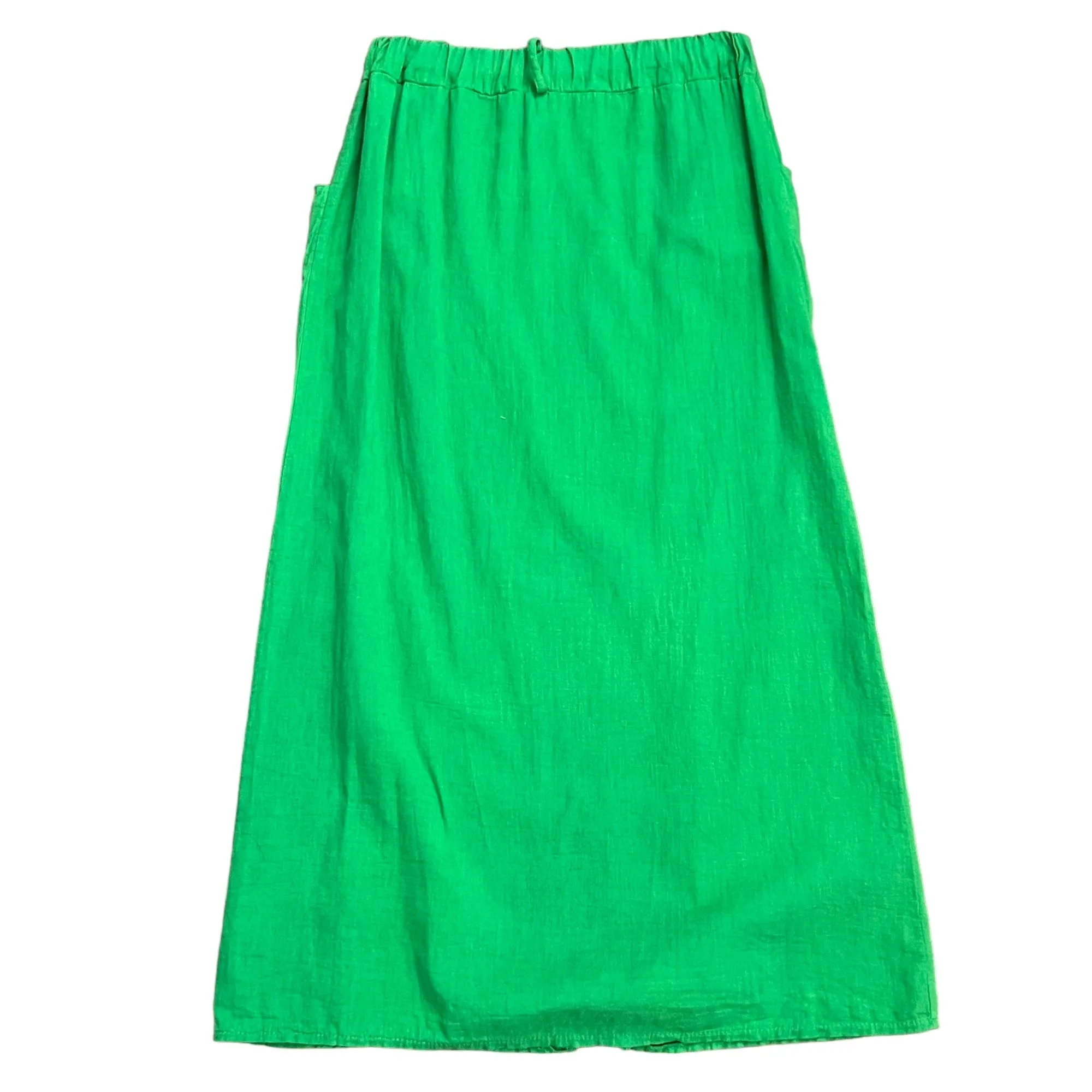 Green Cotton Linen Maxi Skirt With Pockets Size Medium
