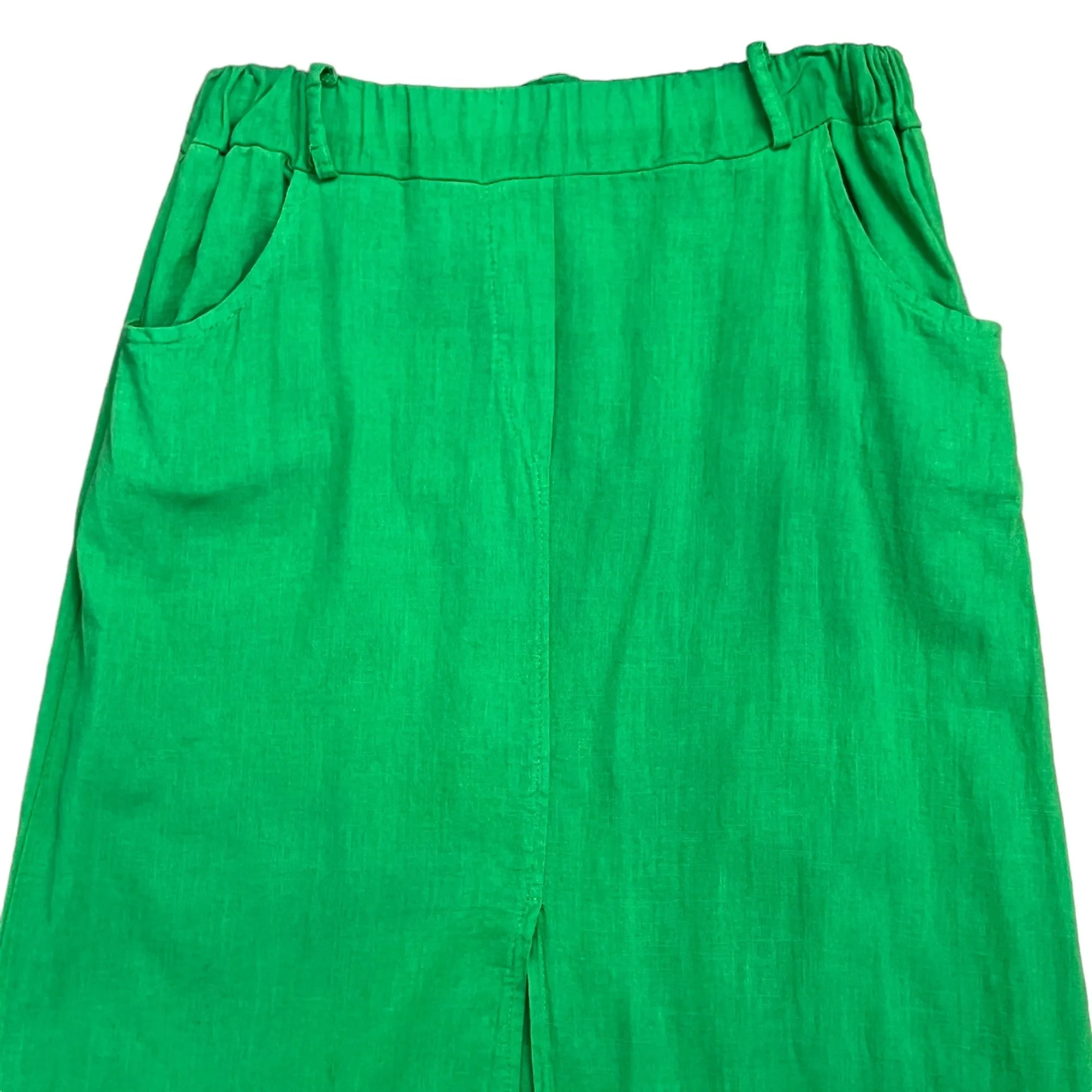 Green Cotton Linen Maxi Skirt With Pockets Size Medium