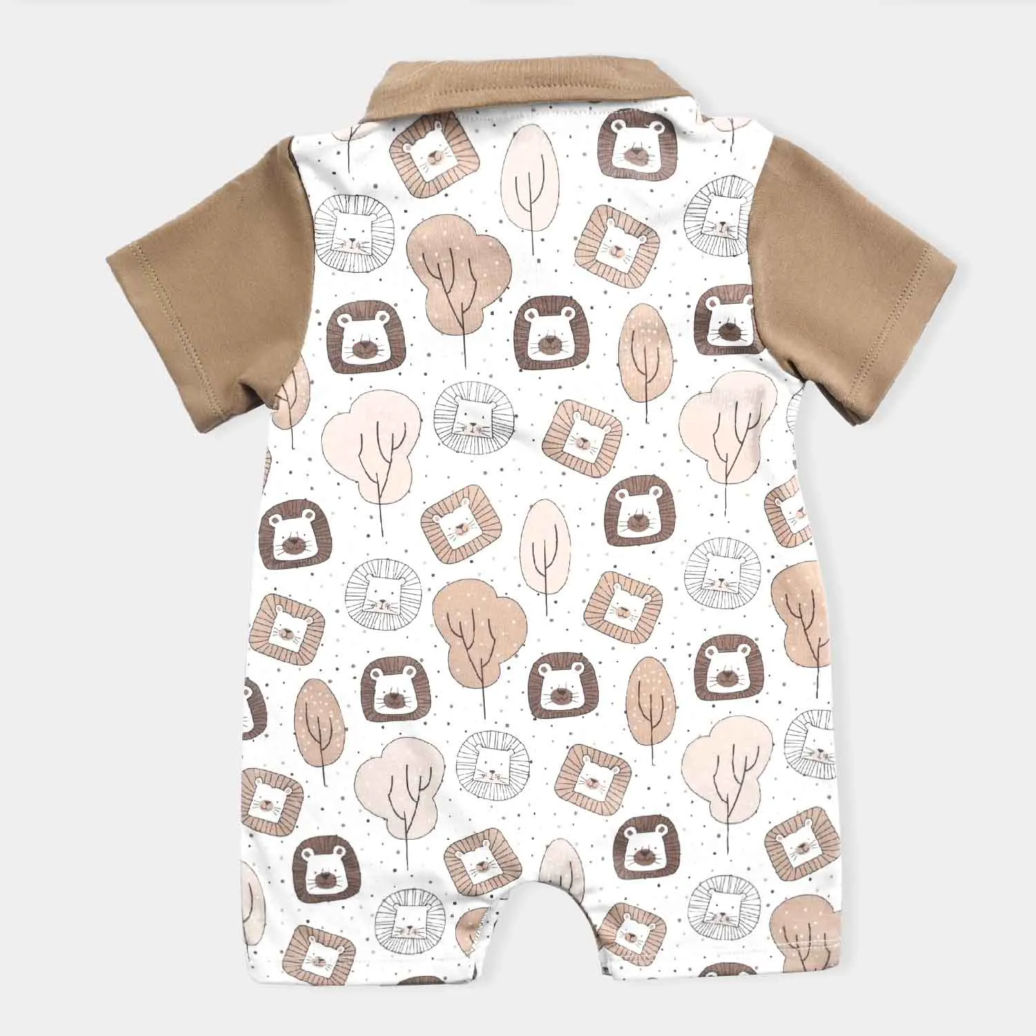 Infant Boys Cotton Interlock Romper-L.BROWN