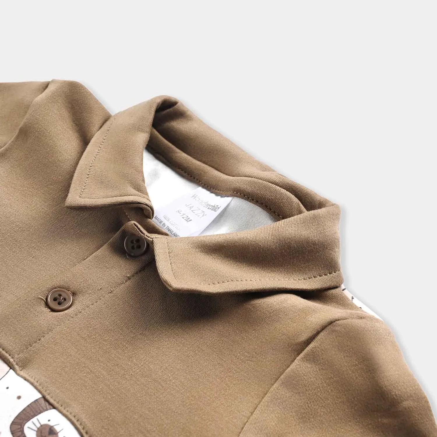 Infant Boys Cotton Interlock Romper-L.BROWN