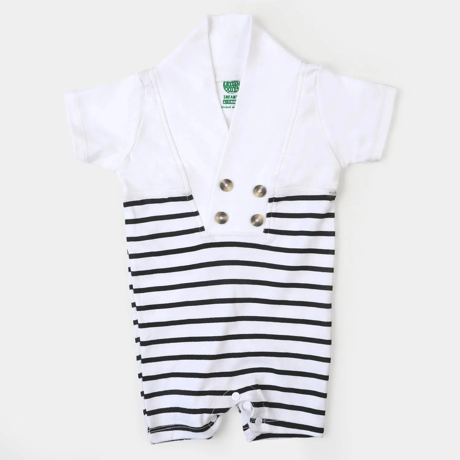 Infant Boys Knitted Romper Striper-B.White