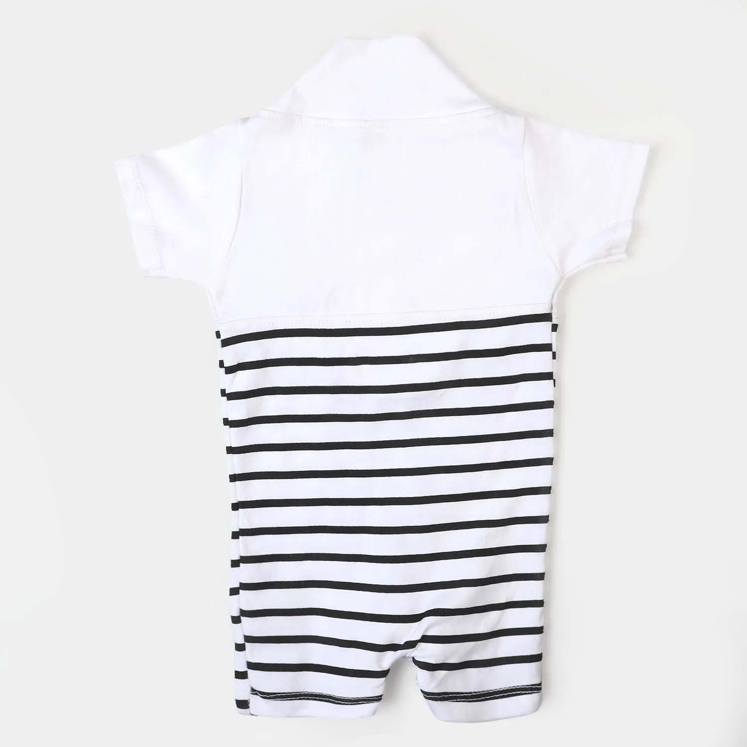 Infant Boys Knitted Romper Striper-B.White