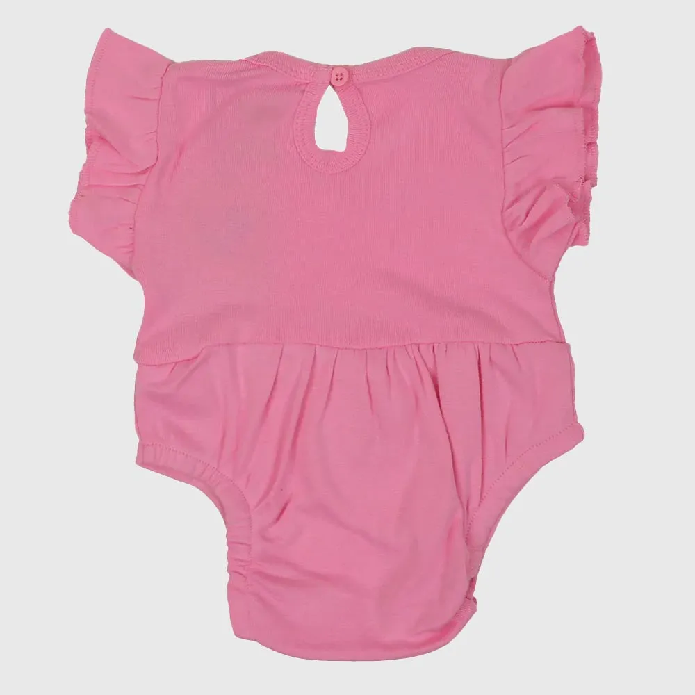 Infant Girls Knitted Romper Big Bow - Pink