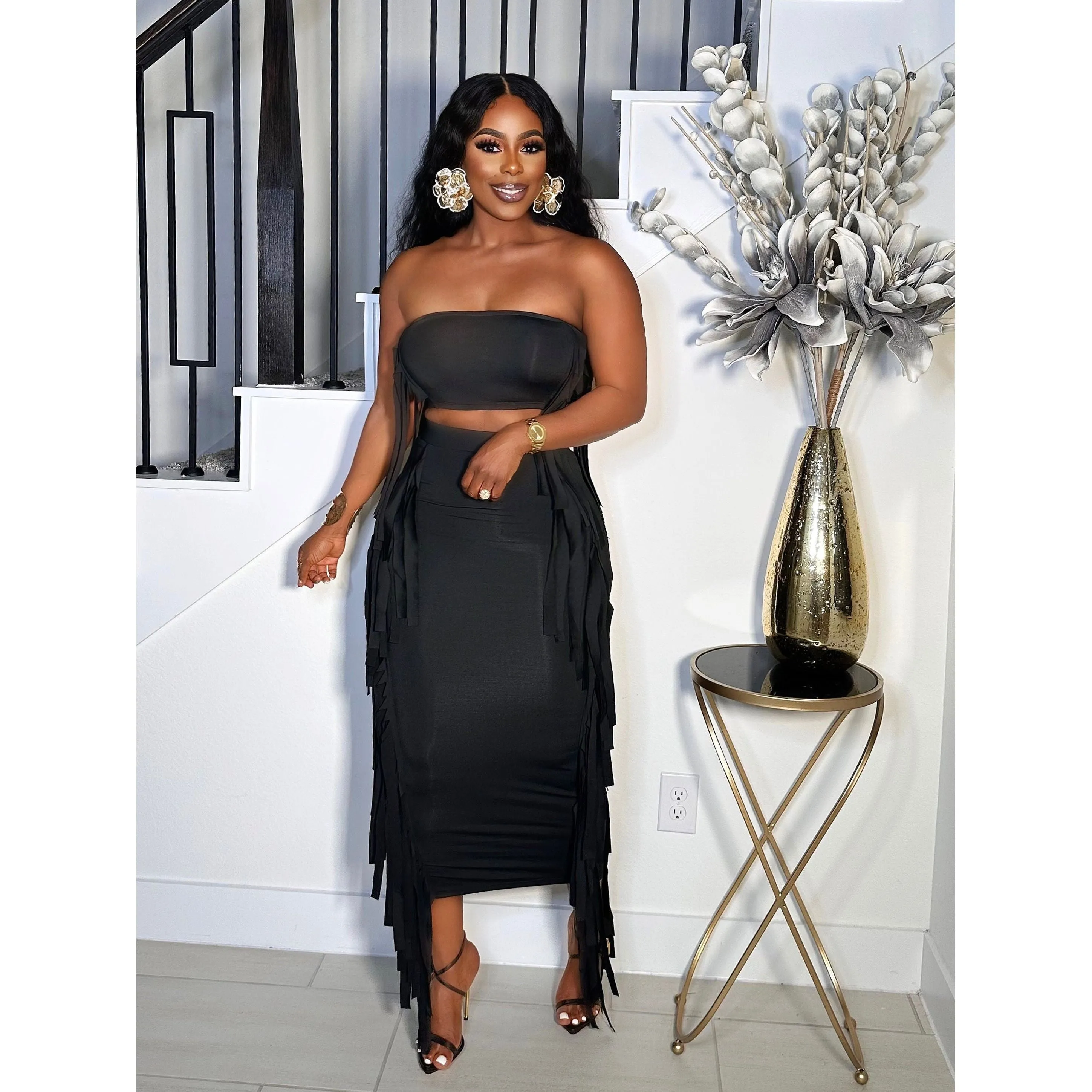 ITS GETTING HOT IN HERE SUMMER SKIRT SET (BLACK)