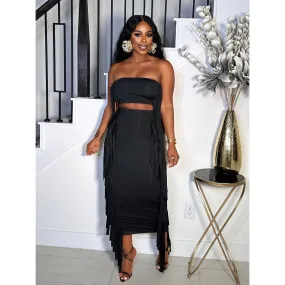 ITS GETTING HOT IN HERE SUMMER SKIRT SET (BLACK)