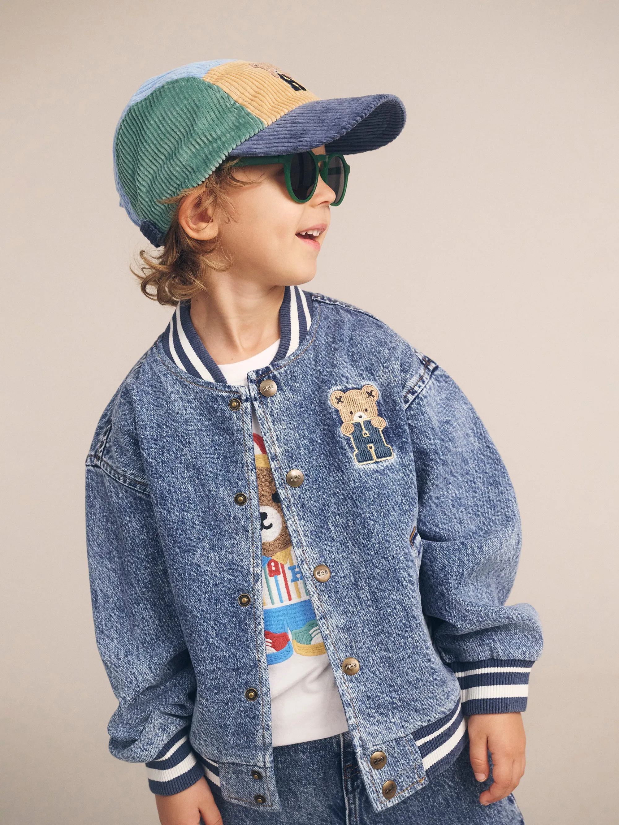 jacket denim bear bomber style - denim