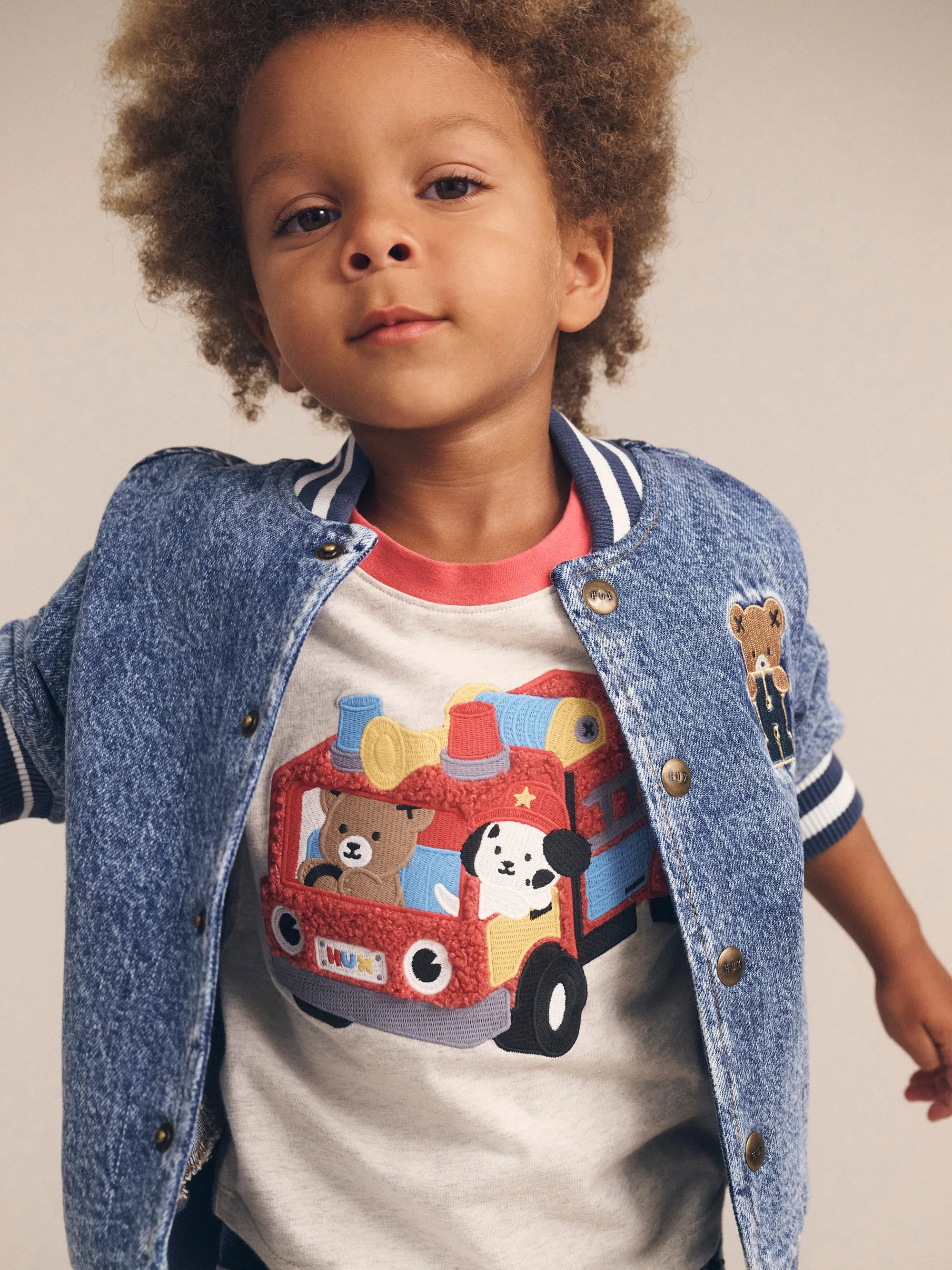 jacket denim bear bomber style - denim