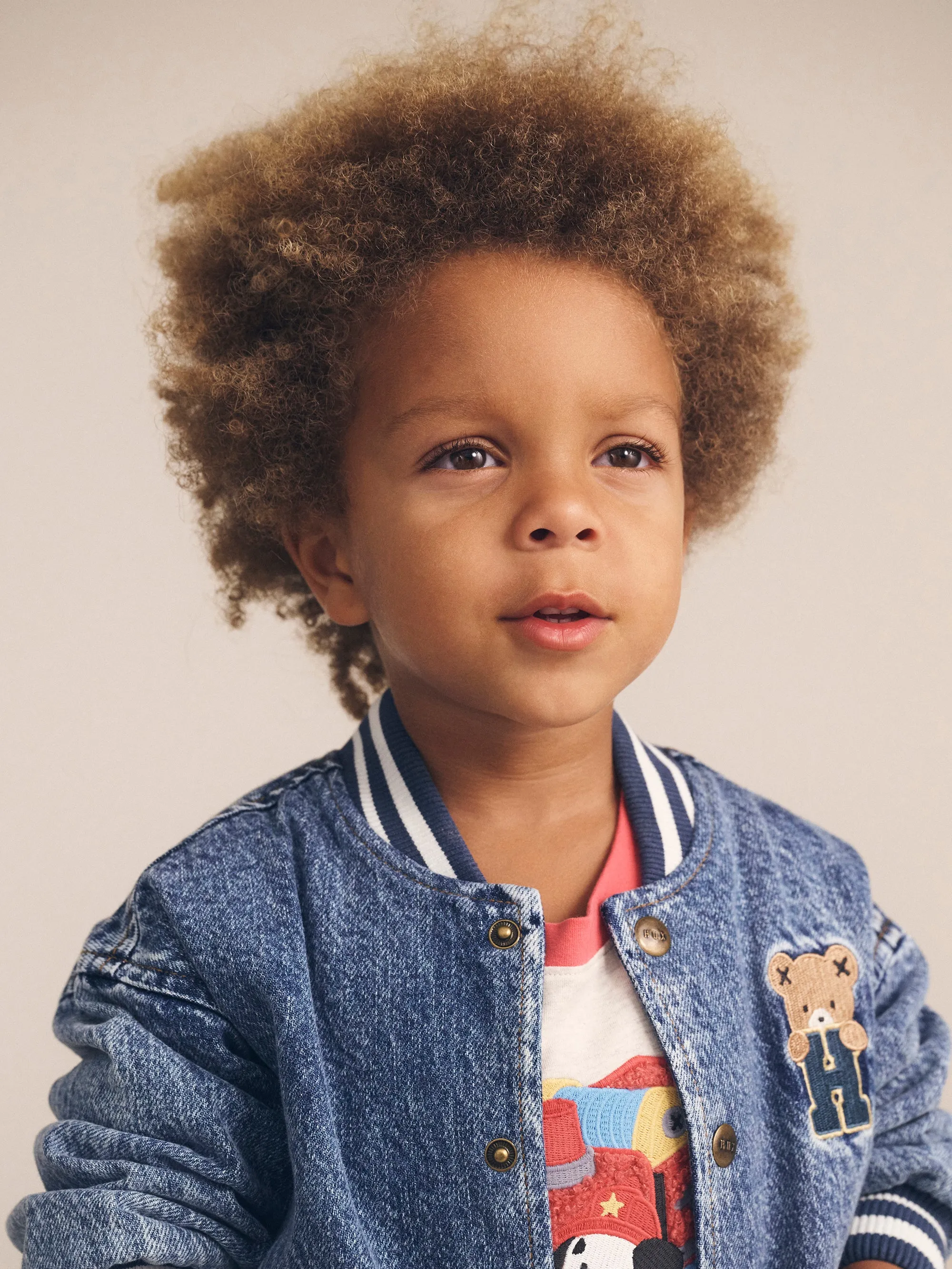 jacket denim bear bomber style - denim