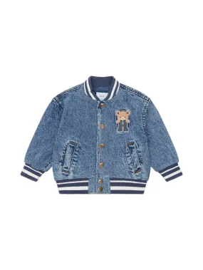 jacket denim bear bomber style - denim