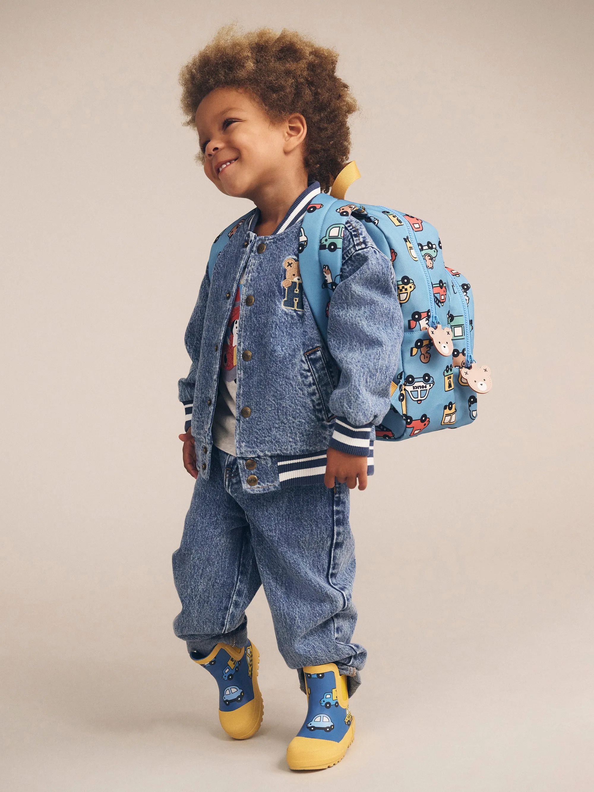 jacket denim bear bomber style - denim