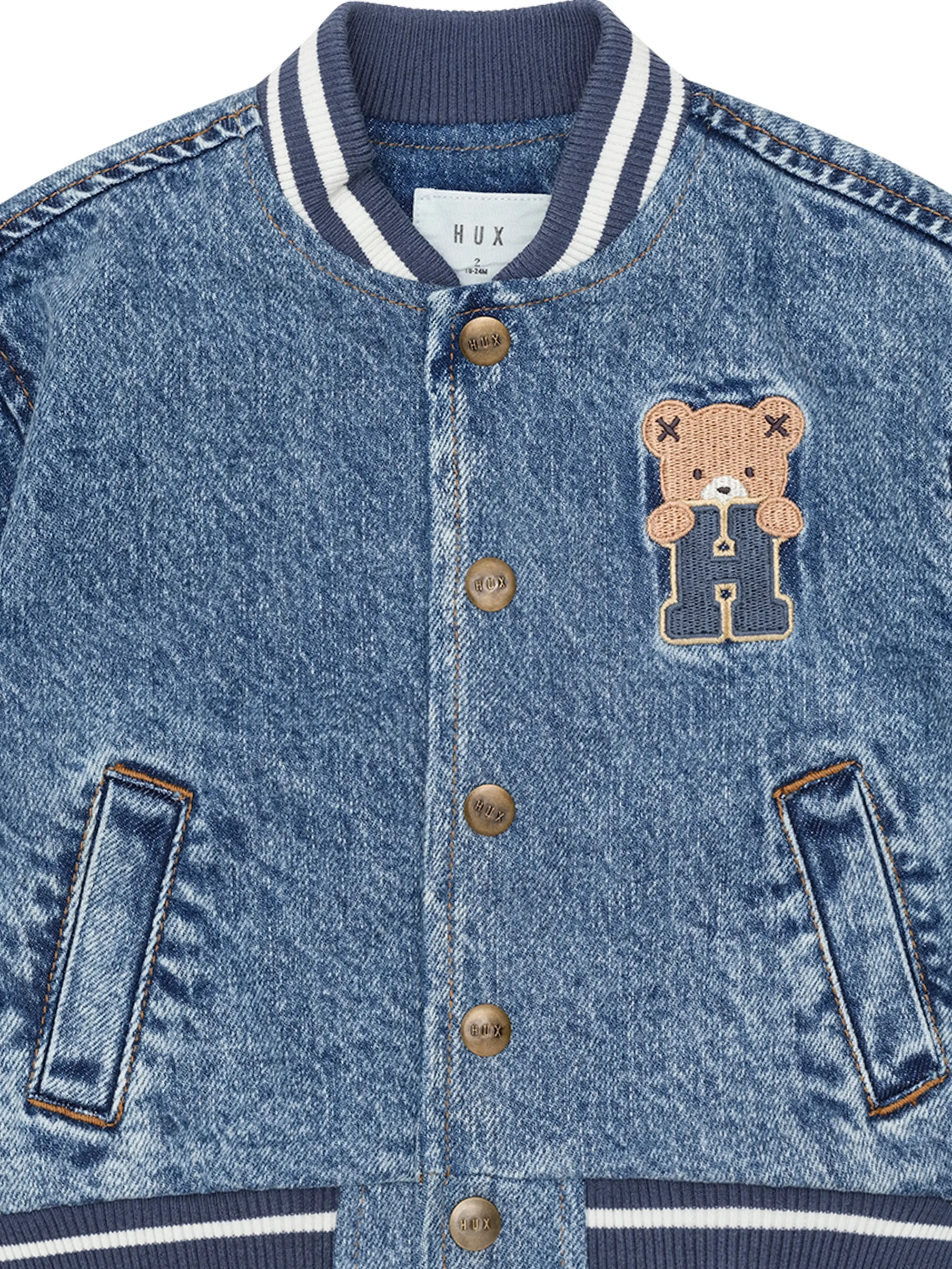 jacket denim bear bomber style - denim