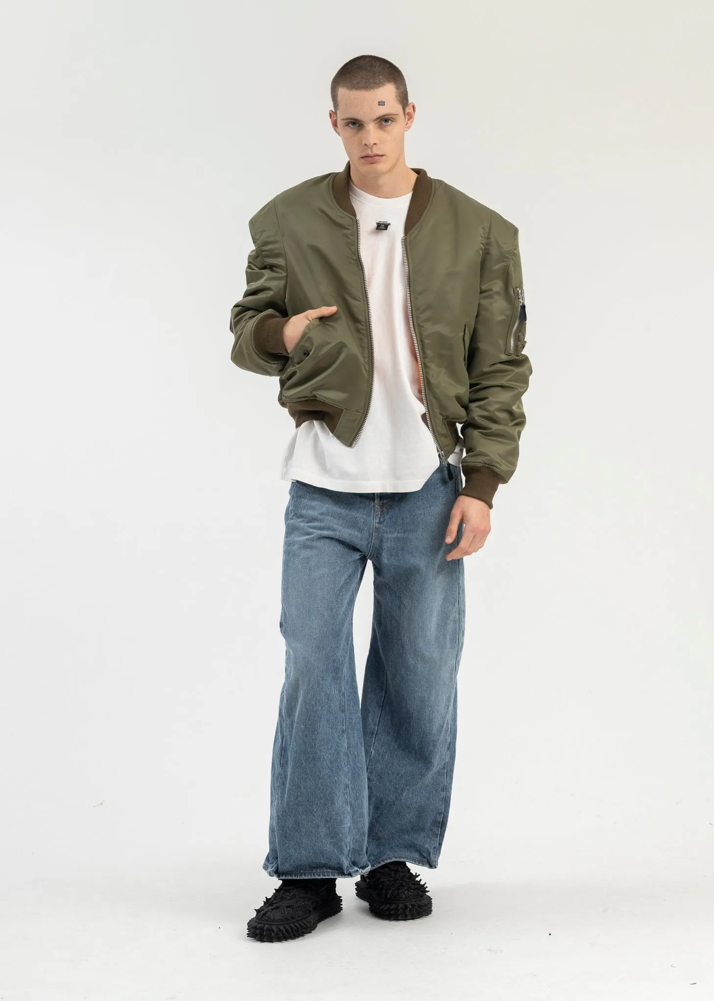 KHAKI ROBOT SHOULDER BOMBER JACKET