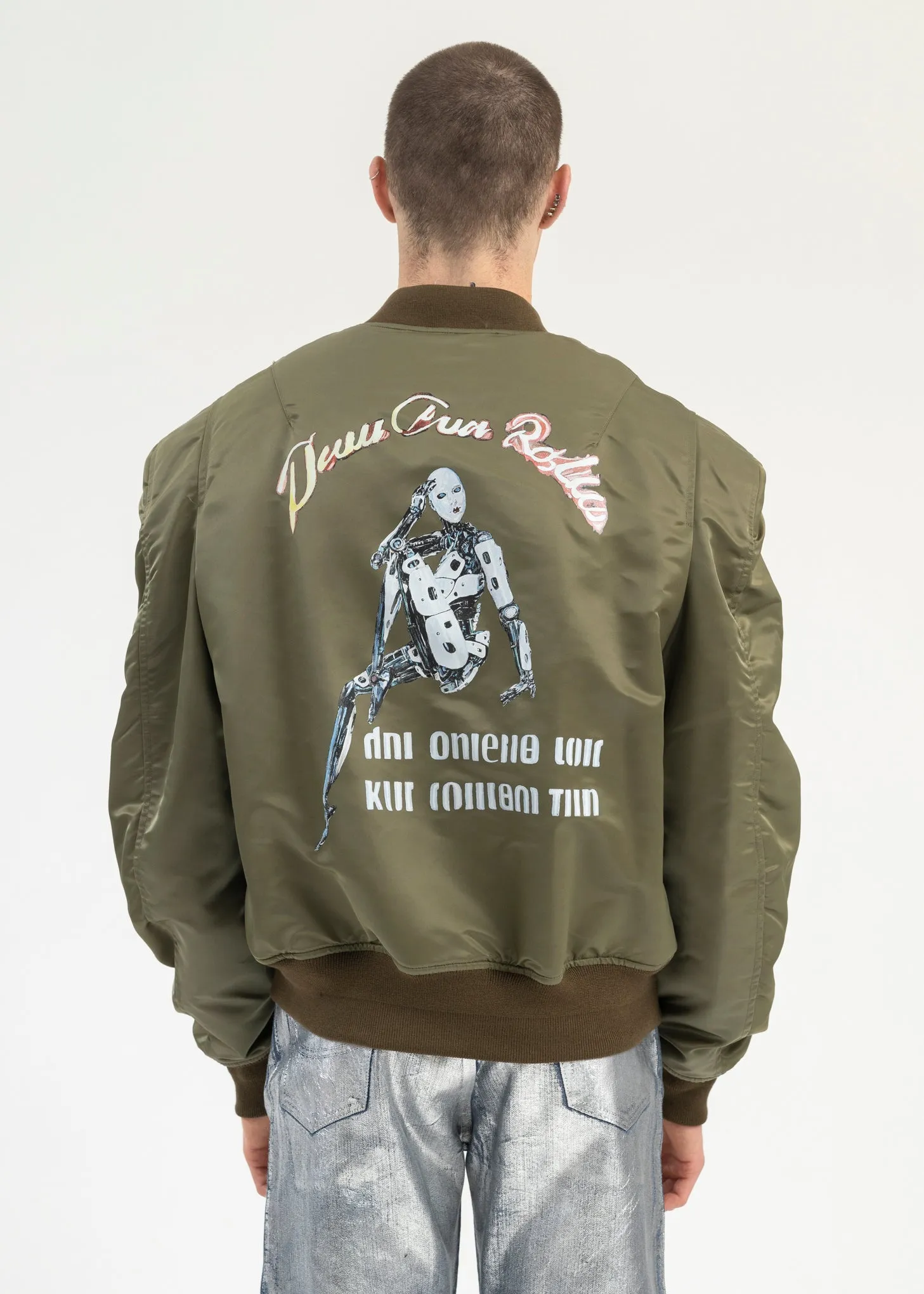 KHAKI ROBOT SHOULDER BOMBER JACKET