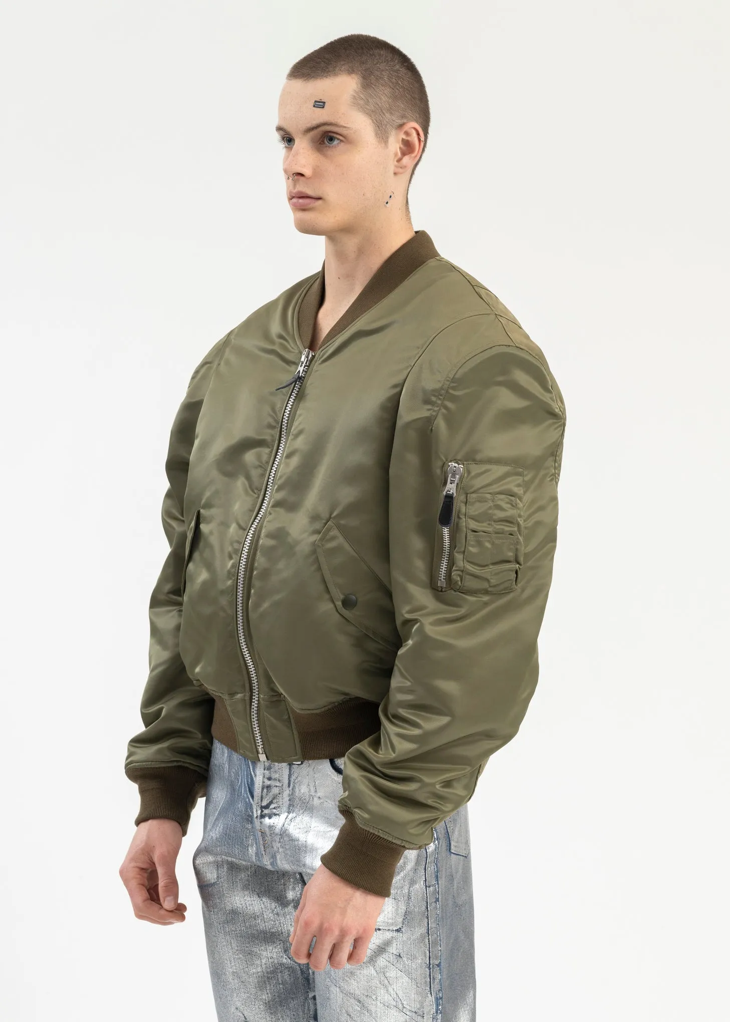 KHAKI ROBOT SHOULDER BOMBER JACKET