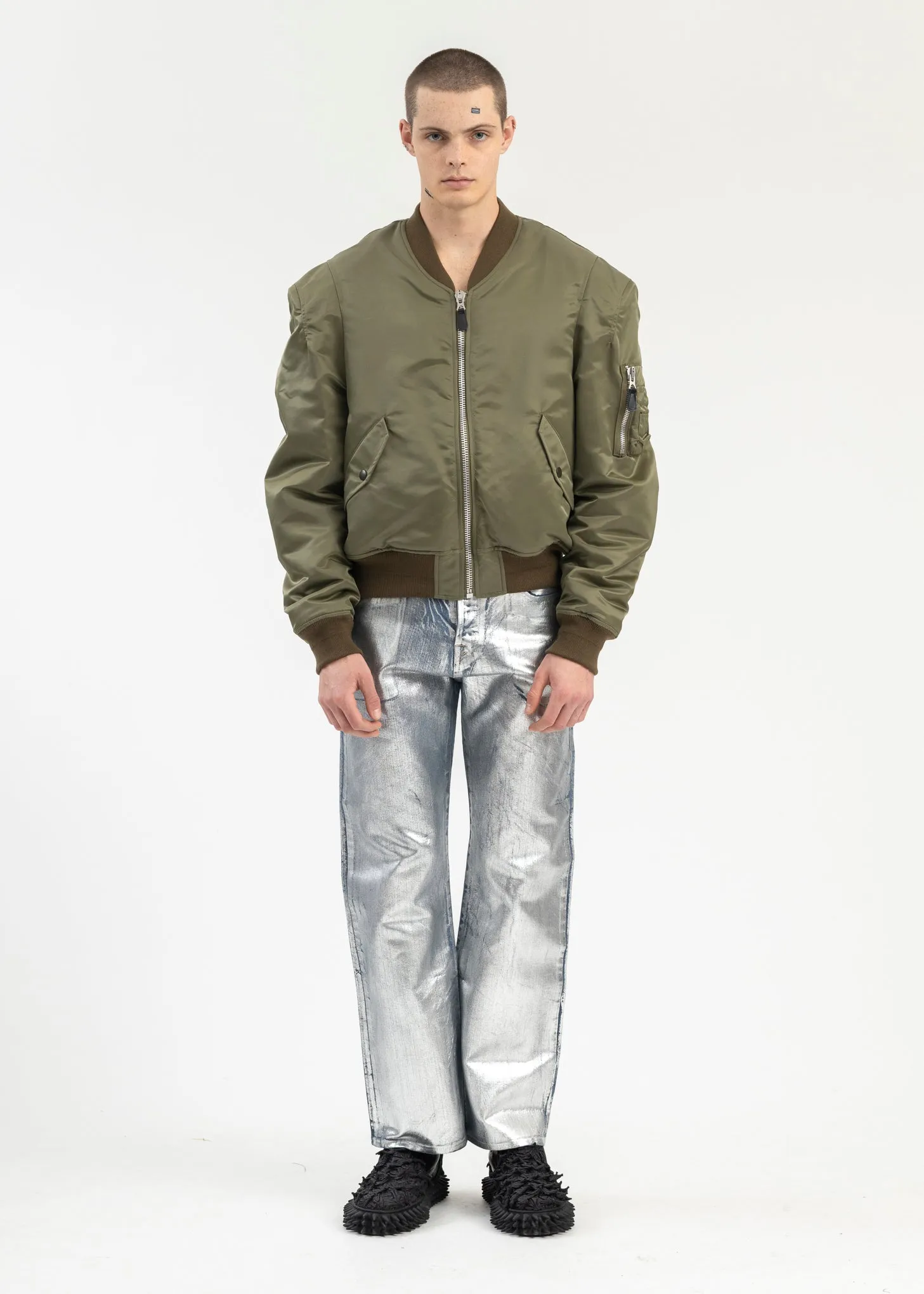 KHAKI ROBOT SHOULDER BOMBER JACKET