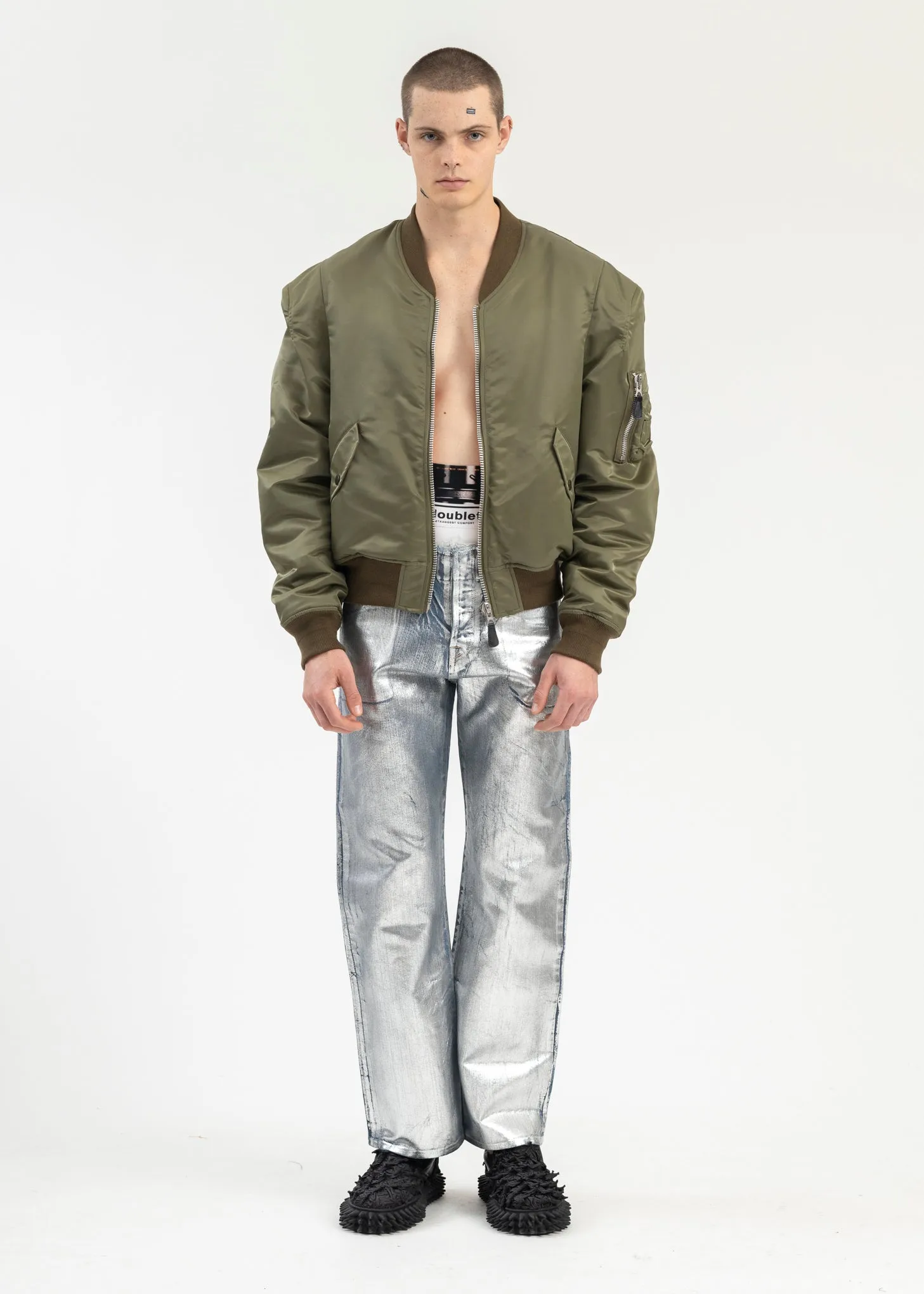 KHAKI ROBOT SHOULDER BOMBER JACKET