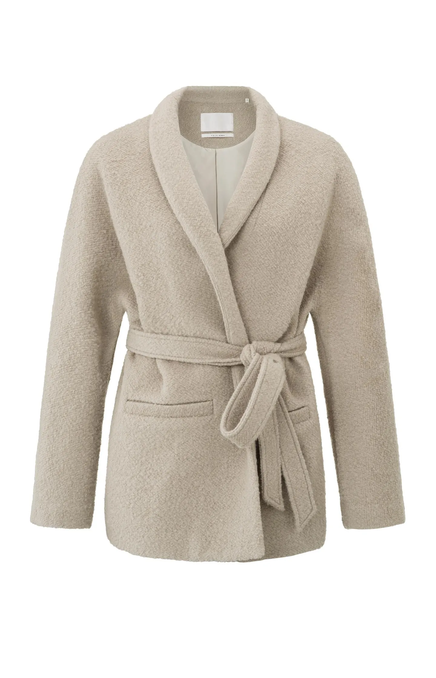 Kimono vest jacket with long sleeves, pockets and belt
