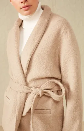Kimono vest jacket with long sleeves, pockets and belt