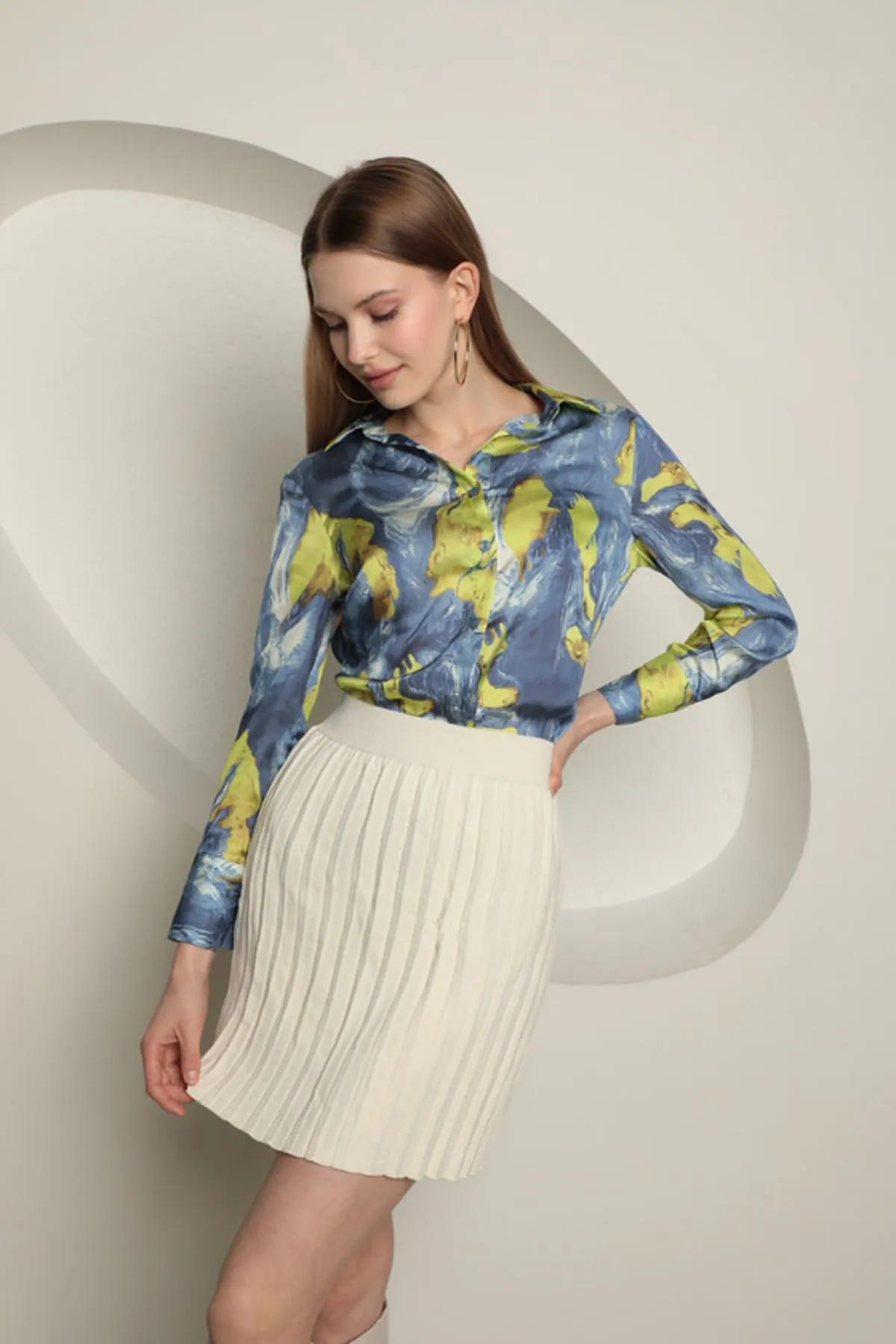 KKT Knitwear Women's Pleated Skirt-Ecru - Naucalpan de Juárez