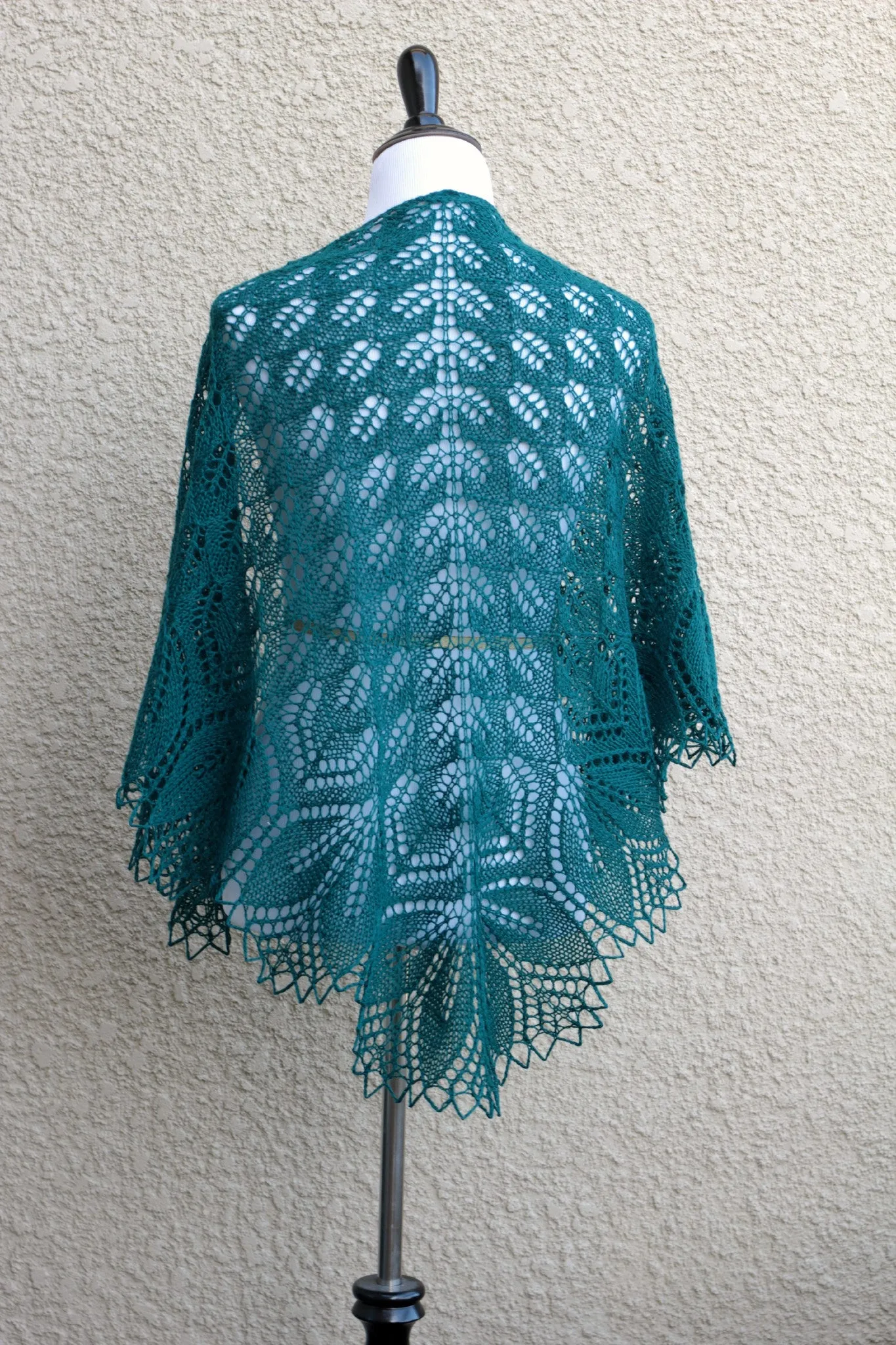 Knit shawl, lace shawl in dark teal color, knitted wrap, gift for her