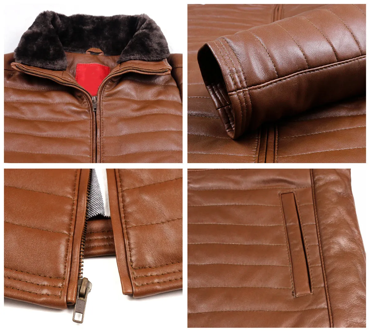 Leather Jackets Hub Mens Genuine Lambskin Leather Jacket (TAN, fencing Jacket) - 1701046