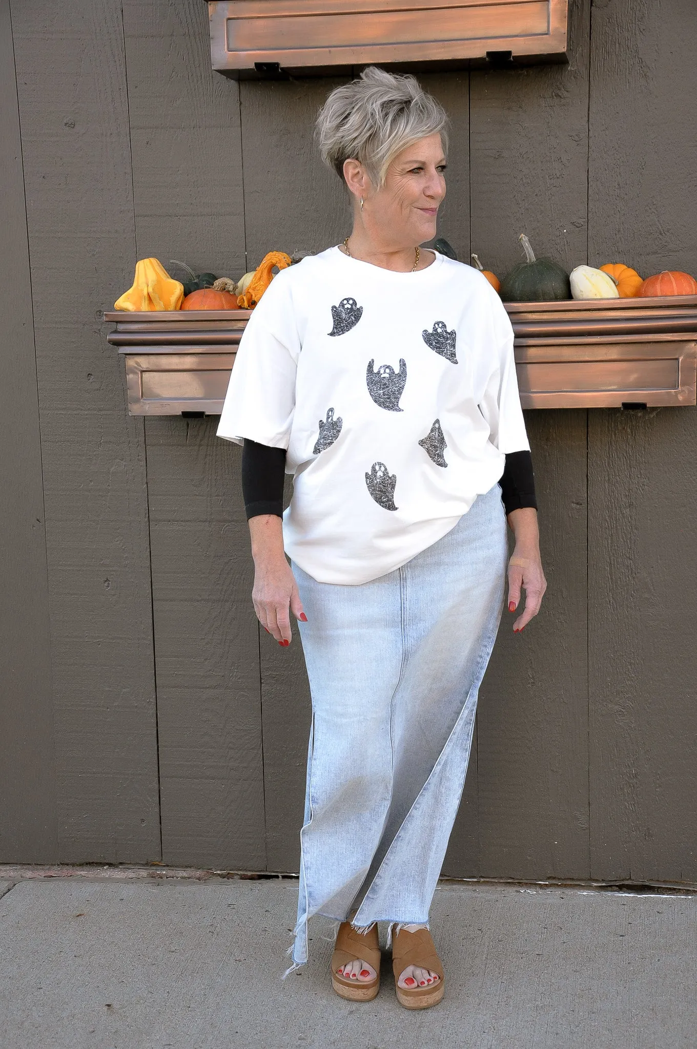 Light Wash Denim Maxi Skirt