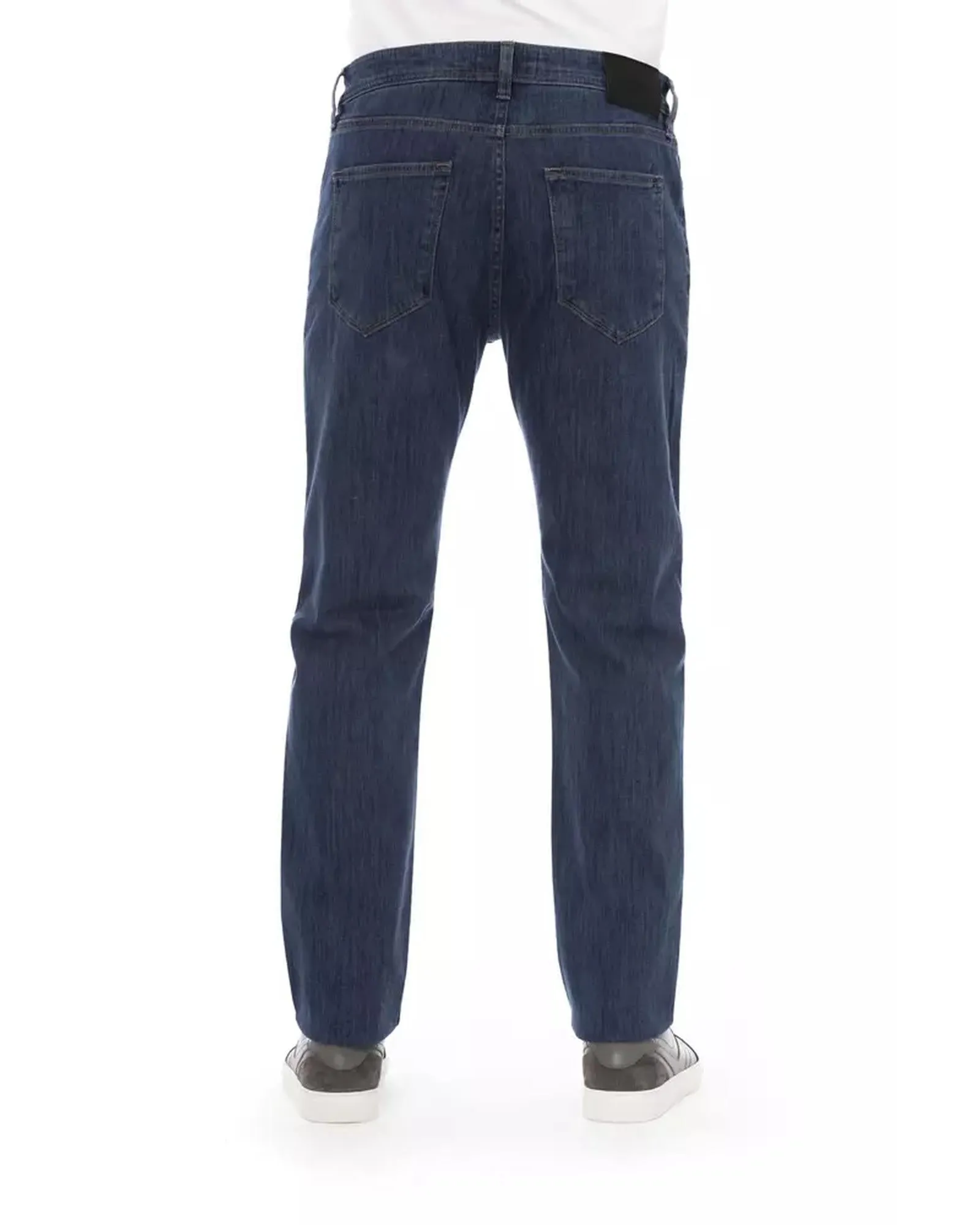Logo Button Regular Man Jeans with Tricolor Insert and Contrast Stitching W42 US Men
