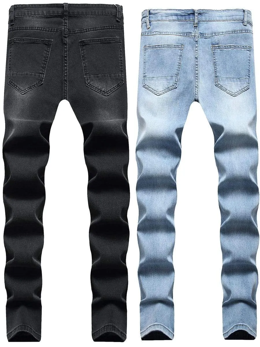LONGBIDA Casual Trousers Men Ripped Jeans Sweatpants Sexy