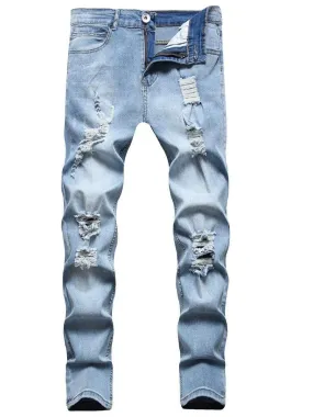 LONGBIDA Casual Trousers Men Ripped Jeans Sweatpants Sexy